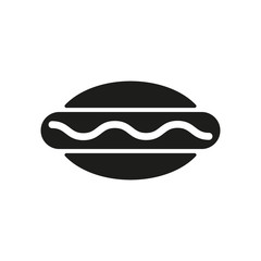 The hot dog icon. Sandwich and baking, fast food symbol. Flat