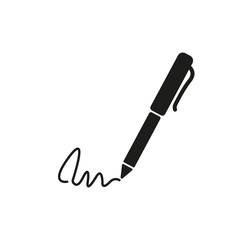 The signature icon. Pen and undersign, underwrite, ratify symbol. Flat