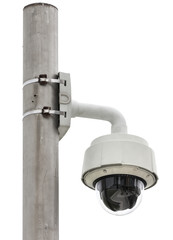 Security Camera CCTV On The Pole On White background.