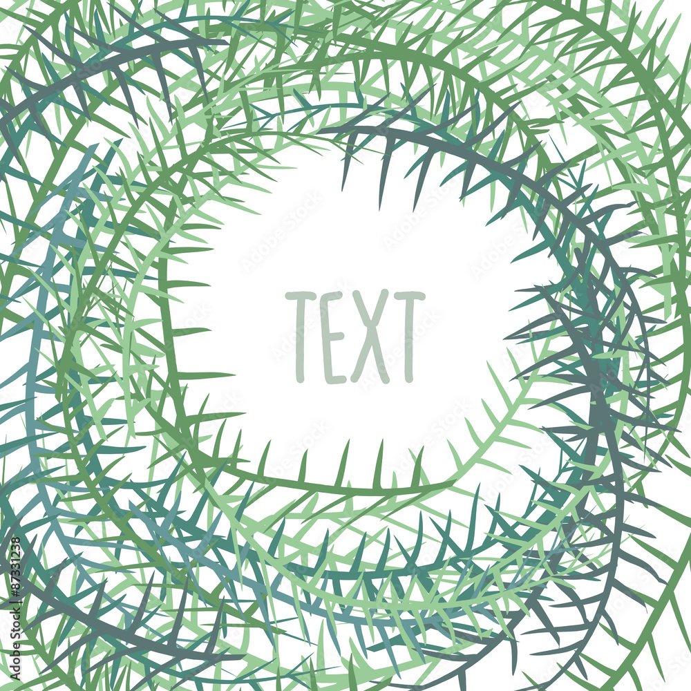 Poster plant frame with space for text. algae in a circle. vector illus