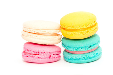 Macarons on the white background