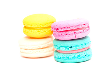 Macarons on the white background