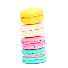 Macarons on the white background