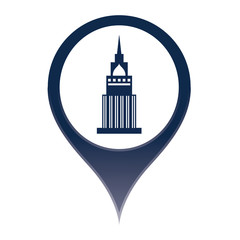 Map marker pin building style icon on isolated white background vector