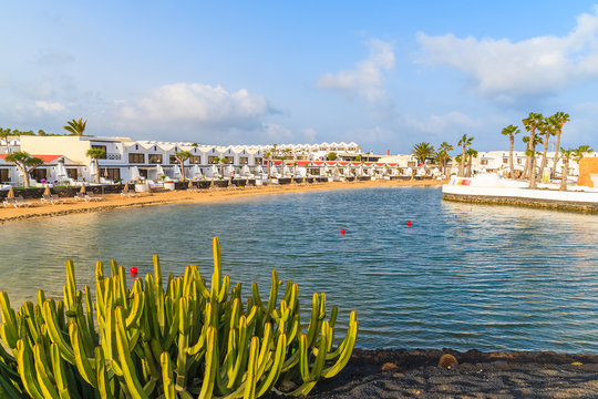 Holiday apartments in Costa Teguise seaside resort town, Lanzarote, Canary Islands, Spain