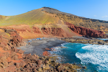 View of ocean bay in El Golfo, Lanzarote, Canary Islands, Spain