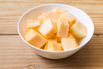 Cantaloupe in white dish 5