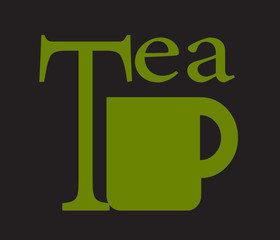 Vector tea cup on green background