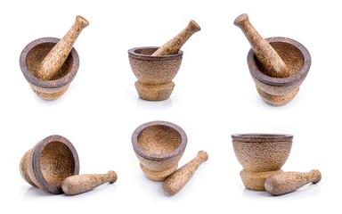 Wooden mortar and pestle