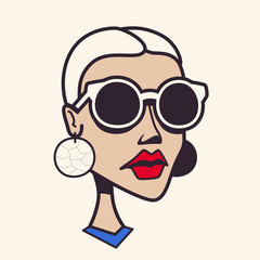 Fashionable glamorous blonde character in stylish glasses
