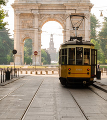 tradionatal old tram. this kind of tram are in use in milan since fifties of twenty century....