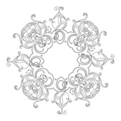 Ornament black white card with mandala.