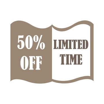 50% discount price sign. Sale Up to 50%. Fifty percent discounte