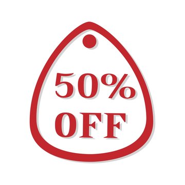 50% discount price sign. Sale Up to 50%. Fifty percent discounte