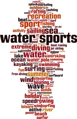 Water sports word cloud concept. Vector illustration