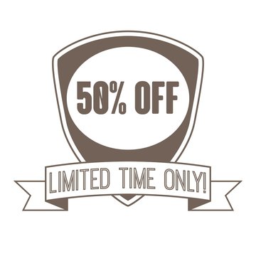 50% discount price sign. Sale Up to 50%. Fifty percent discounte