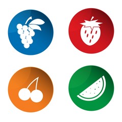 Fruit icon. Grape icon. Strawberry icon. Cherry icon. Watermelon