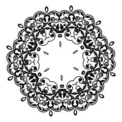 Ornament black white card with mandala.
