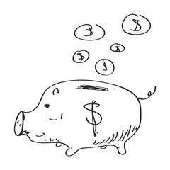 Simple doodle of a piggy bank