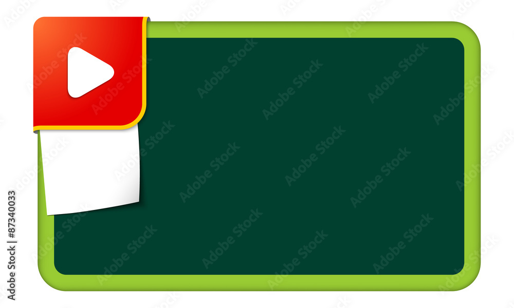 Poster Abstract frame for your text with red corner and play symbol