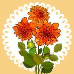 Romantic flower greeting card with dahlias and copy space