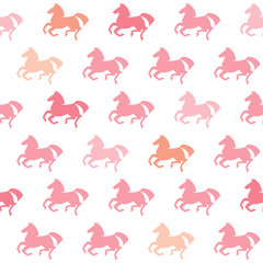 Racing horses seamless pattern. Vector background.