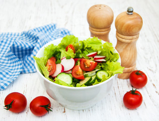 Spring salad with cucumbers and radish