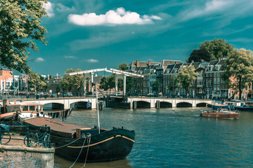 Amstel and bridge Magere Brug, Amsterdam, Holland
