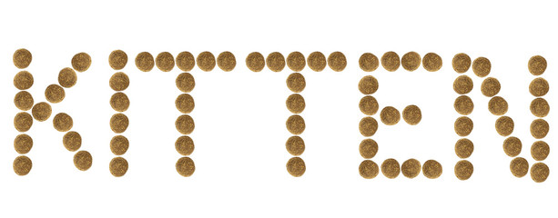 Multicolored inscription  made of dry pet food.