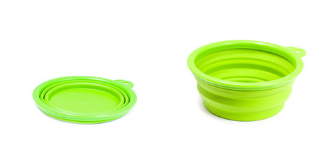 plastic road bowl for pets (cat or dog) green color.
