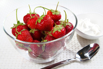 Strawberries on white background, shallow focus