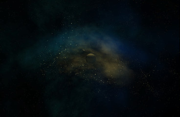 Naklejka na ściany i meble Space Galaxy with Planets 3d rendering