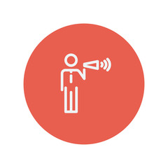 Man with megaphone thin line icon