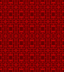 Seamless Chinese window tracery square cross pattern background.