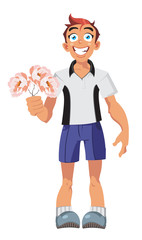 Boy with flowers