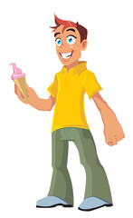 vector smiling boy and ice-cream