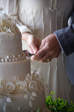 Noivos Cortando bolo de casamento