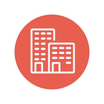 Office buildings thin line icon