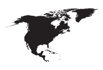 black and white map of North America