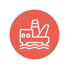 Offshore oil station thin line icon