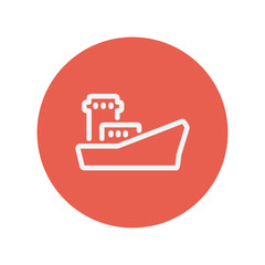 Cargo container ship thin line icon