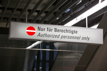 german airport sign authorized personnel only
