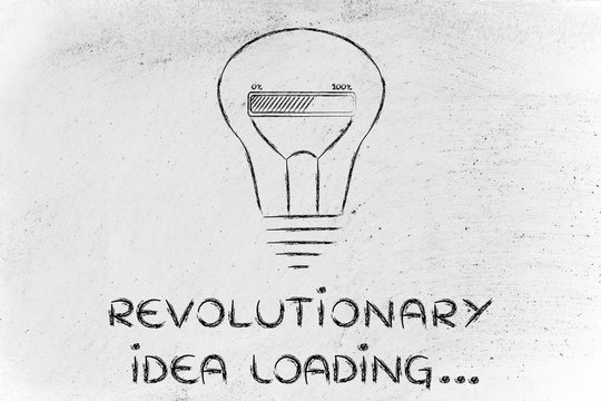 Revolutionary Idea Loading, Lightbulb With Progress Bar Illustra