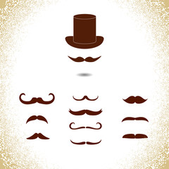 Collection of mustaches. Gentleman vector icons.