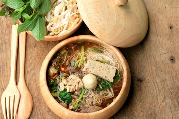 Beef noodles in soup asian style
