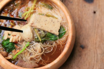 Beef noodles in soup asian style