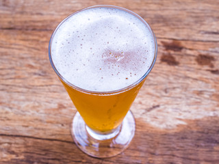 Closeup beer grass on wood background