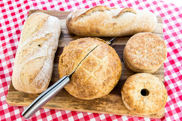 assortment of fresh baked breads