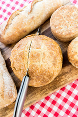 assortment of fresh baked breads