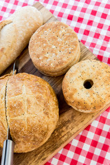 assortment of fresh baked breads